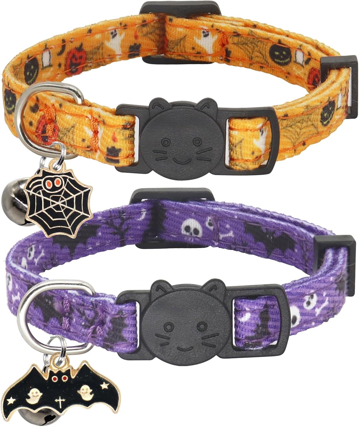 Christmas Cat Collar, Cotton Breakaway Collars for Girl Boy Kittens, Santa