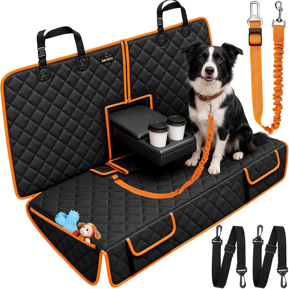 BDUSXYZ Dog Car Seat Cover for Back Seat - Waterproof Non-Slip Bench Seat Protector for Cars Trucks SUVs, 52" W X 49" L 