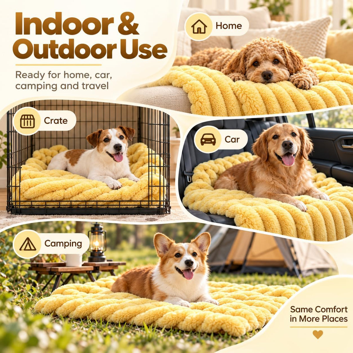 Yellow Dog Calming Blanket, Soft Emotional Support Blanket for Dogs，L