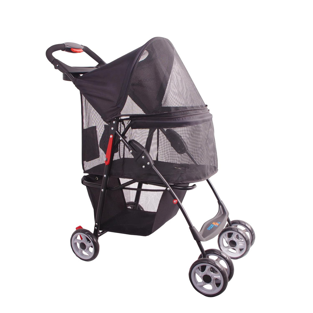 Full-Window pet Stroller 4 Wheels for Cats & Dogs, with Storage Basket,Cup Holder, Travel Puppy/Cats Stroller.