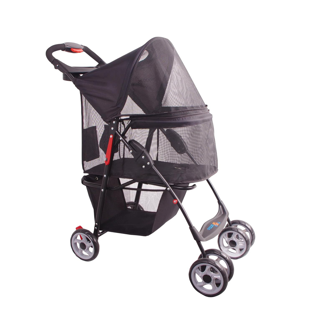 Full-Window pet Stroller 4 Wheels for Cats & Dogs, with Storage Basket,Cup Holder, Travel Puppy/Cats Stroller.