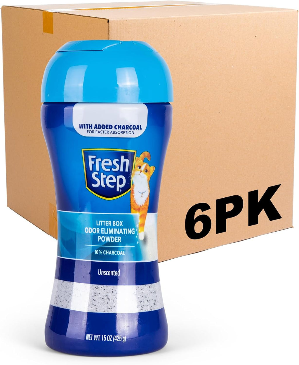 Fresh Step Charcoal Odor Eliminating Cat Litter Box Powder, 15 Oz, 2-Pack