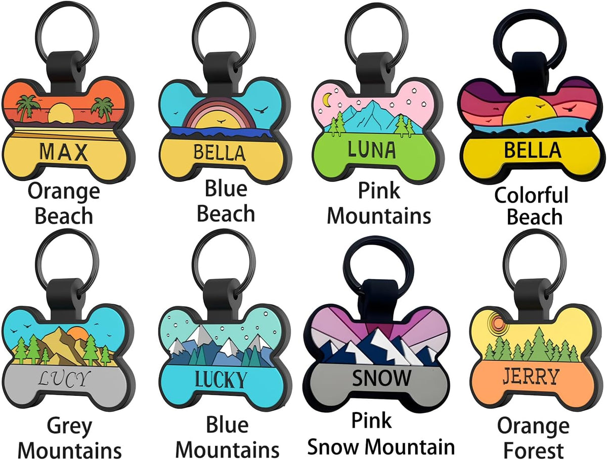 Silent Dog Tag, Personalized Engraved Silicone Pet ID Tag, Bone
