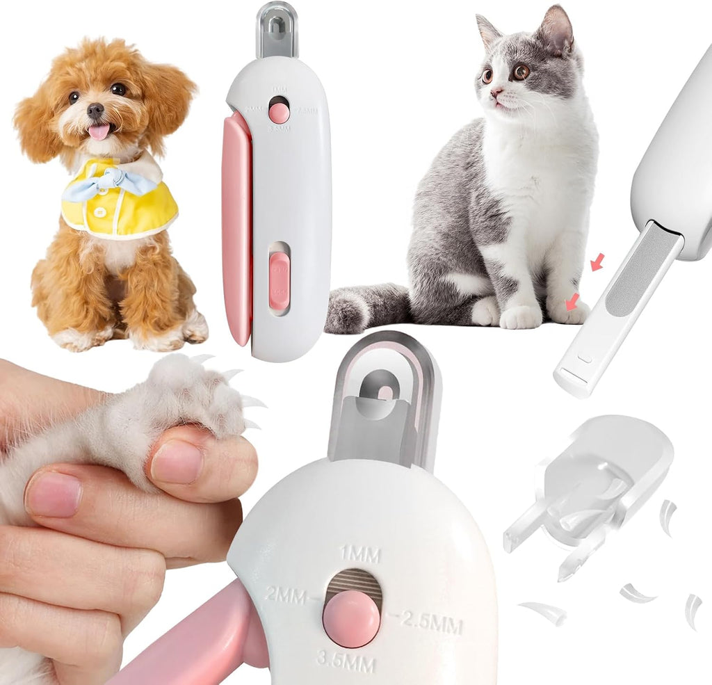 Cat Nail Clipper, Pet Nail Trimmer with 3-Level Safety Guard & Nail File