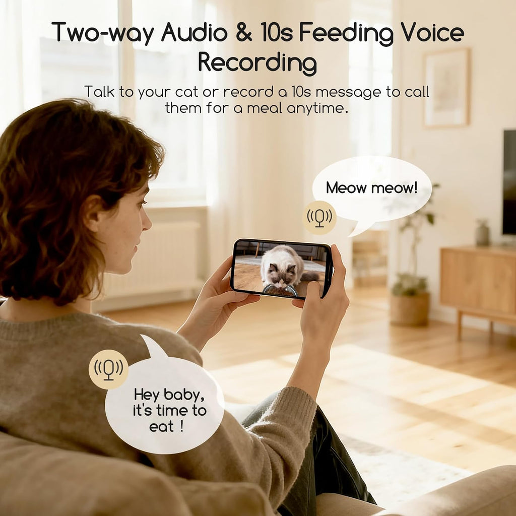 Faroro Automatic Cat Feeder with Camera, 1080P HD Video with Night Vision, 5G WiFi Automatic Dog Feeder with APP Control