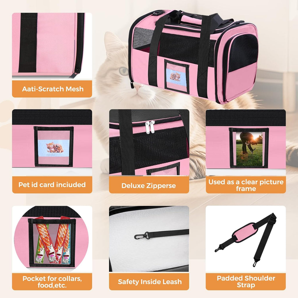 Soft Cat Carrier (Up to 16 Lbs),Small Dog Bag Soft-Sided Cat Carriers