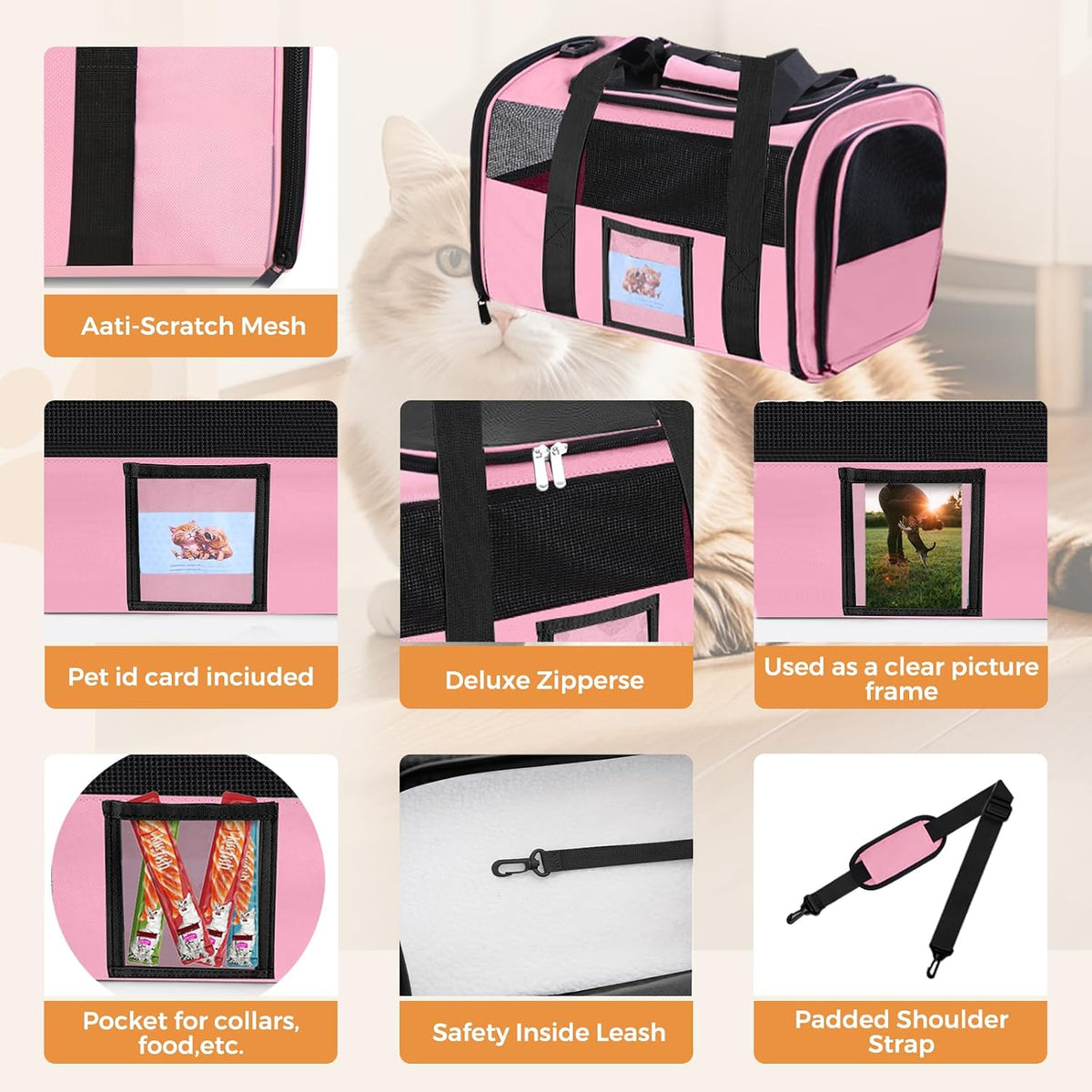 Soft Cat Carrier (Up to 16 Lbs),Small Dog Bag Soft-Sided Cat Carriers
