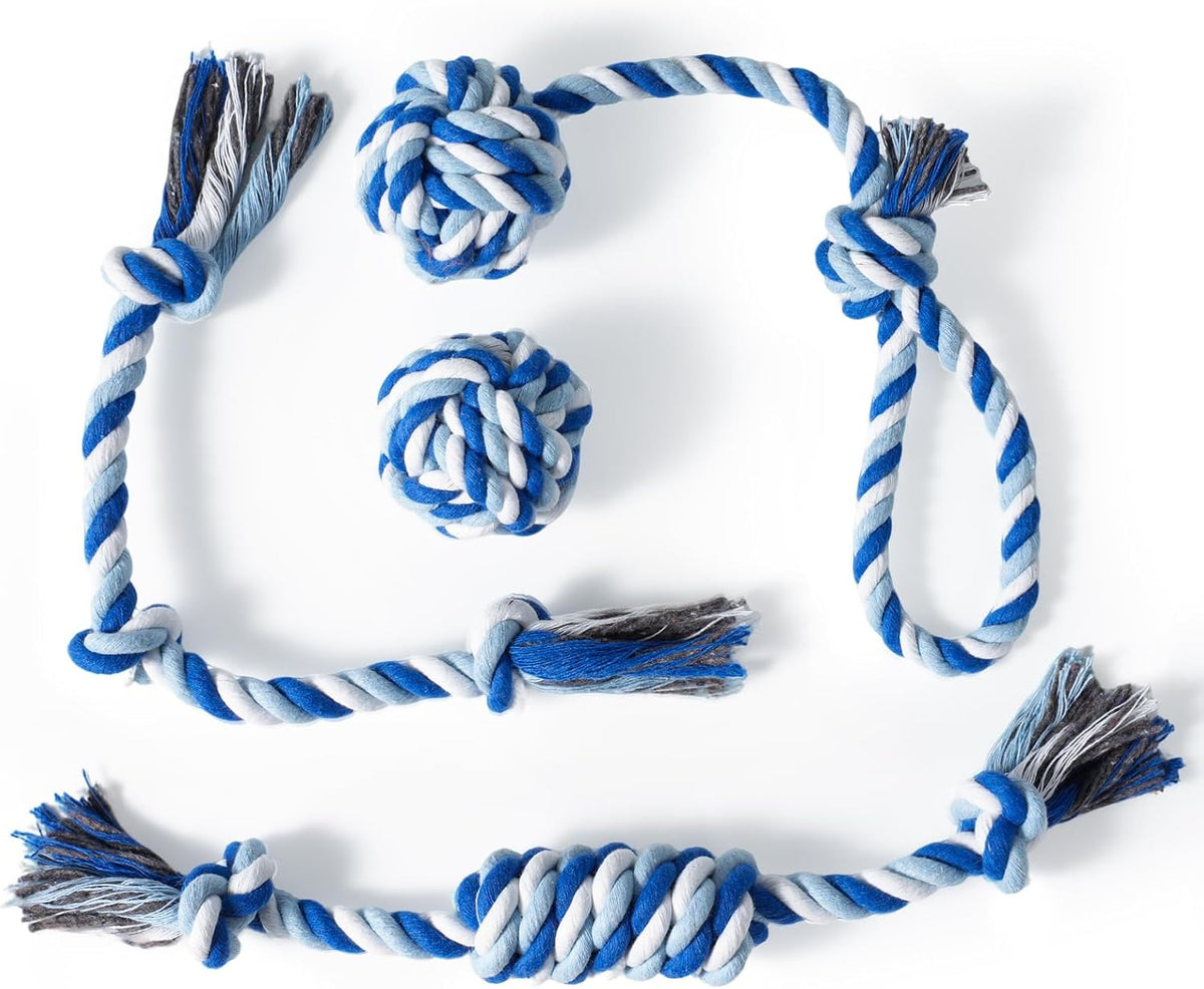 wodoca Dog Rope Toys 4 Pack, Puppy Teething Cotton Knot Chew Rope for Small Medium Dogs, Interactive Tug of War Dog Toys