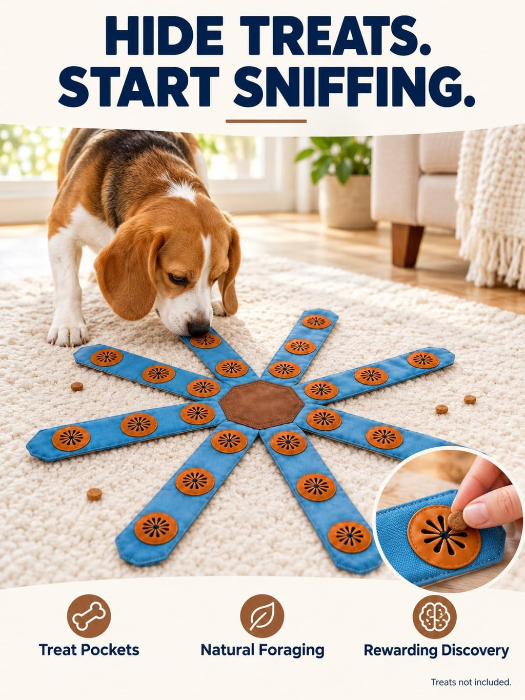 Virelunepets Dogtopus Boredom Buster for Dogs, Foldable Octopus Snuffle Toy (Small)