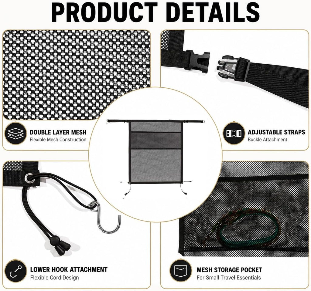 Dog Car Barrier for Audi Q7 Premium 2017–2026, Mesh Pet Barrier for Back Seat with Adjustable Straps, Lower Hooks and Me