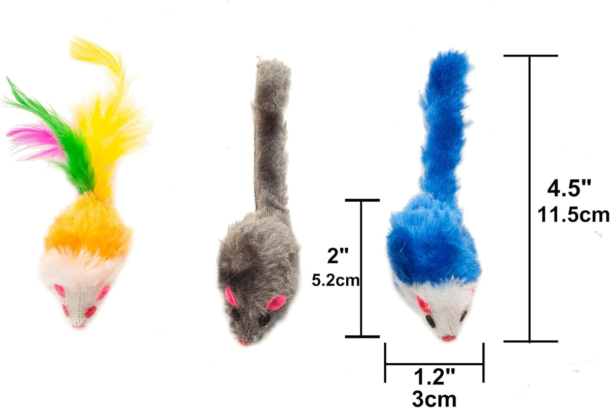 Fashion's Talk 48-Count Assorted Mice Cat Toys Furry Rattle Mouse Kitten Toy Mini Mice for Indoor Cats Interactive Play 