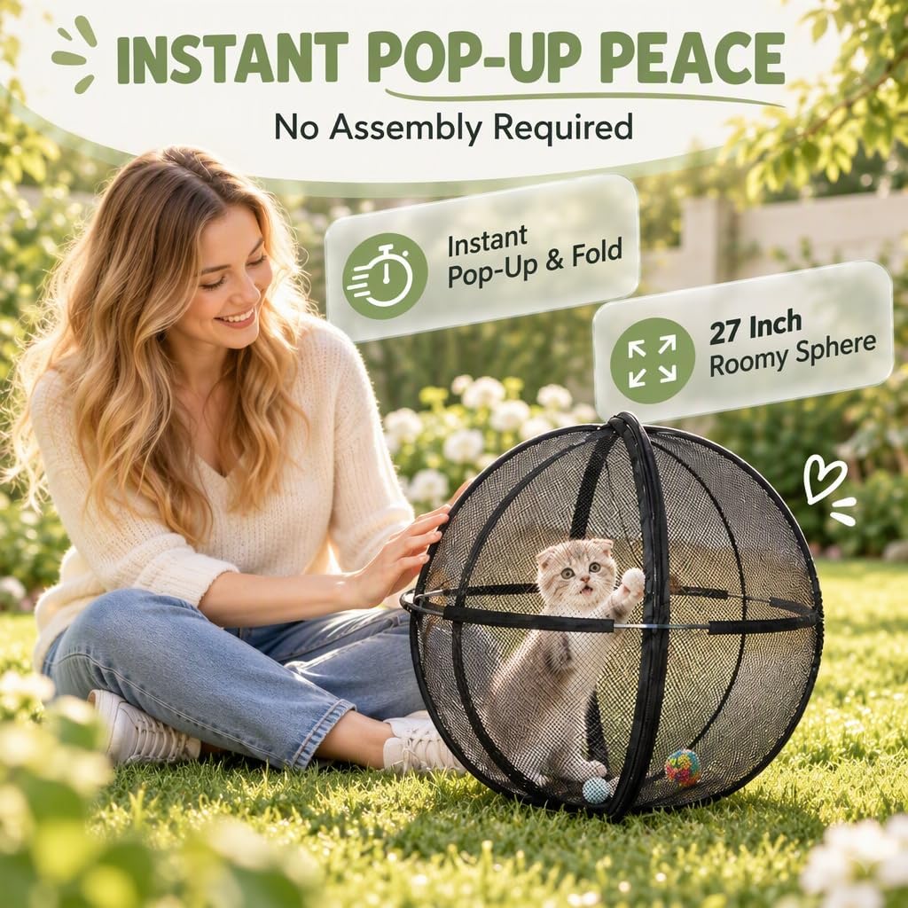 Cat Hamster Ball for Outside, Outdoor Cat Ball Enclosure Rolling