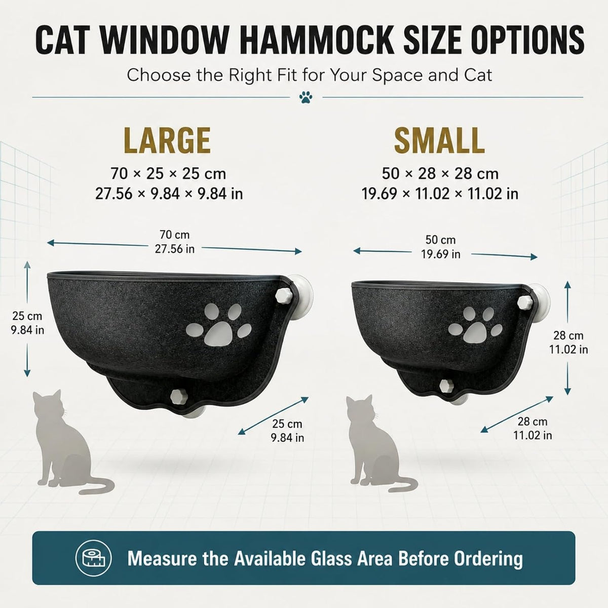 Cat Car Window Hammock with Soft Pad, Cat Car Window Seat，Gray：Small