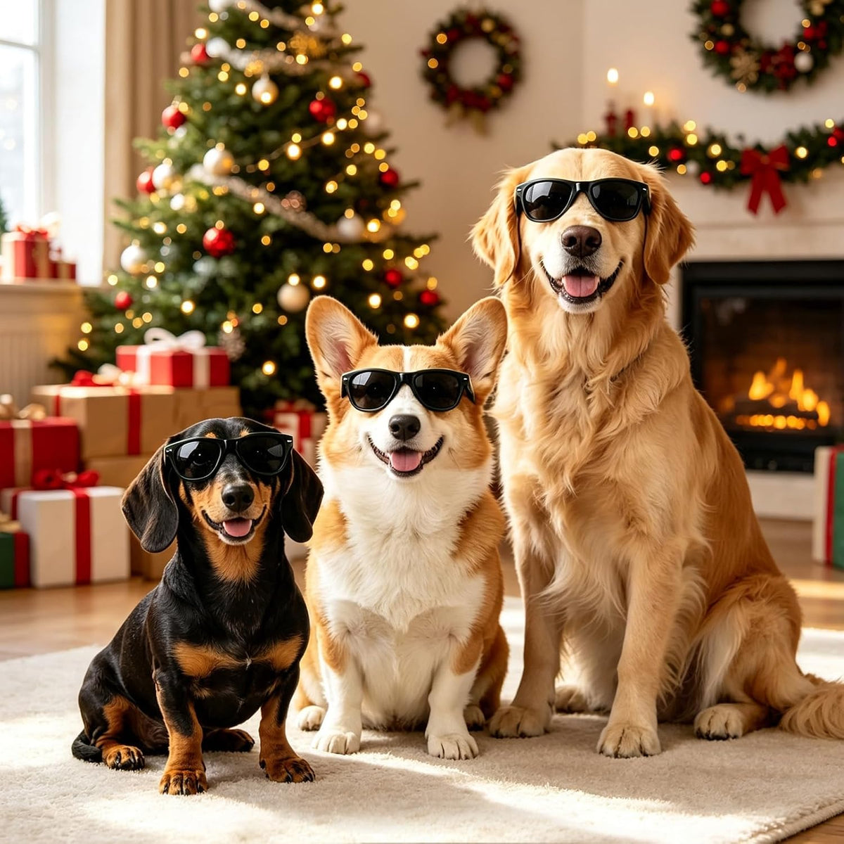 Dog Sunglasses for Medium Dogs, UV Protection Medium Dog Glasses Outdoors Riding Driving, Pet Aviator Sun Glasses Photos