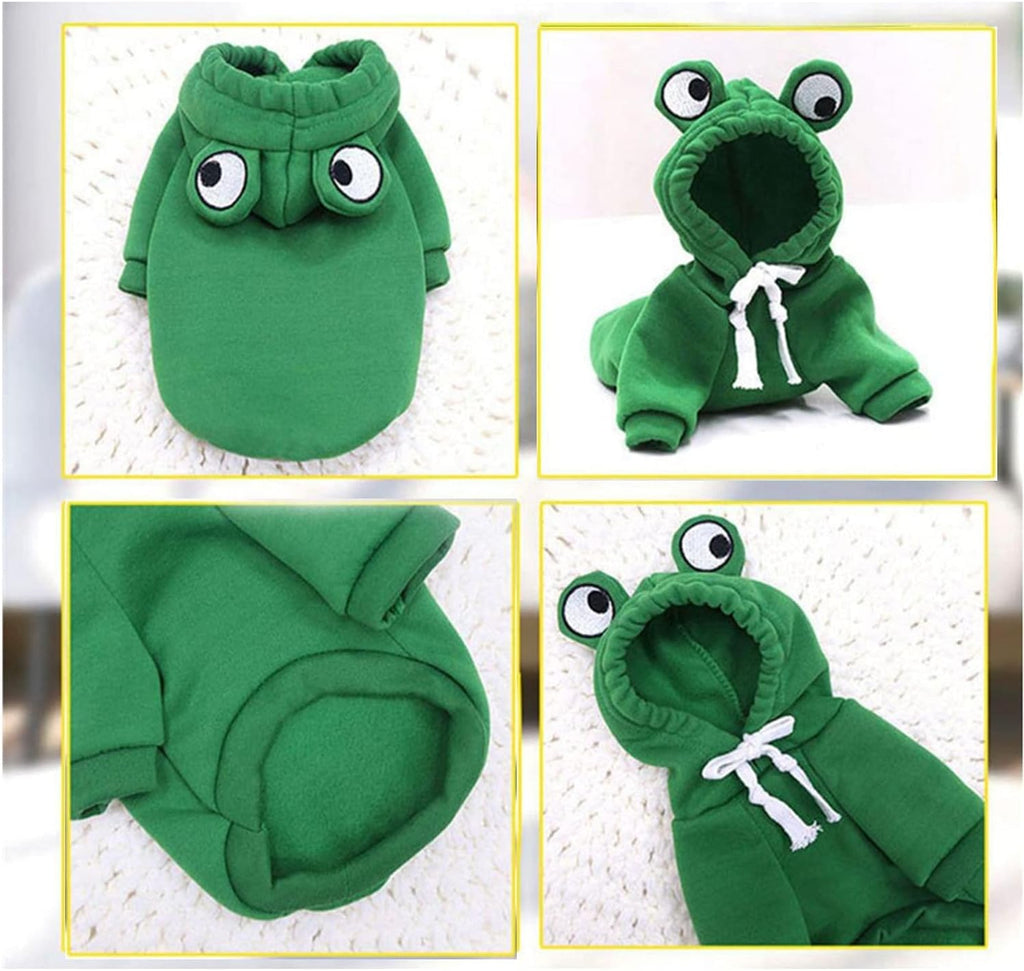 Dog Hoodie Basic Sweater Coat Cute - Frog Shape Warm Jacket Pet Cold Weather Clothes Outfit Outerwear for Cats Puppy Sma