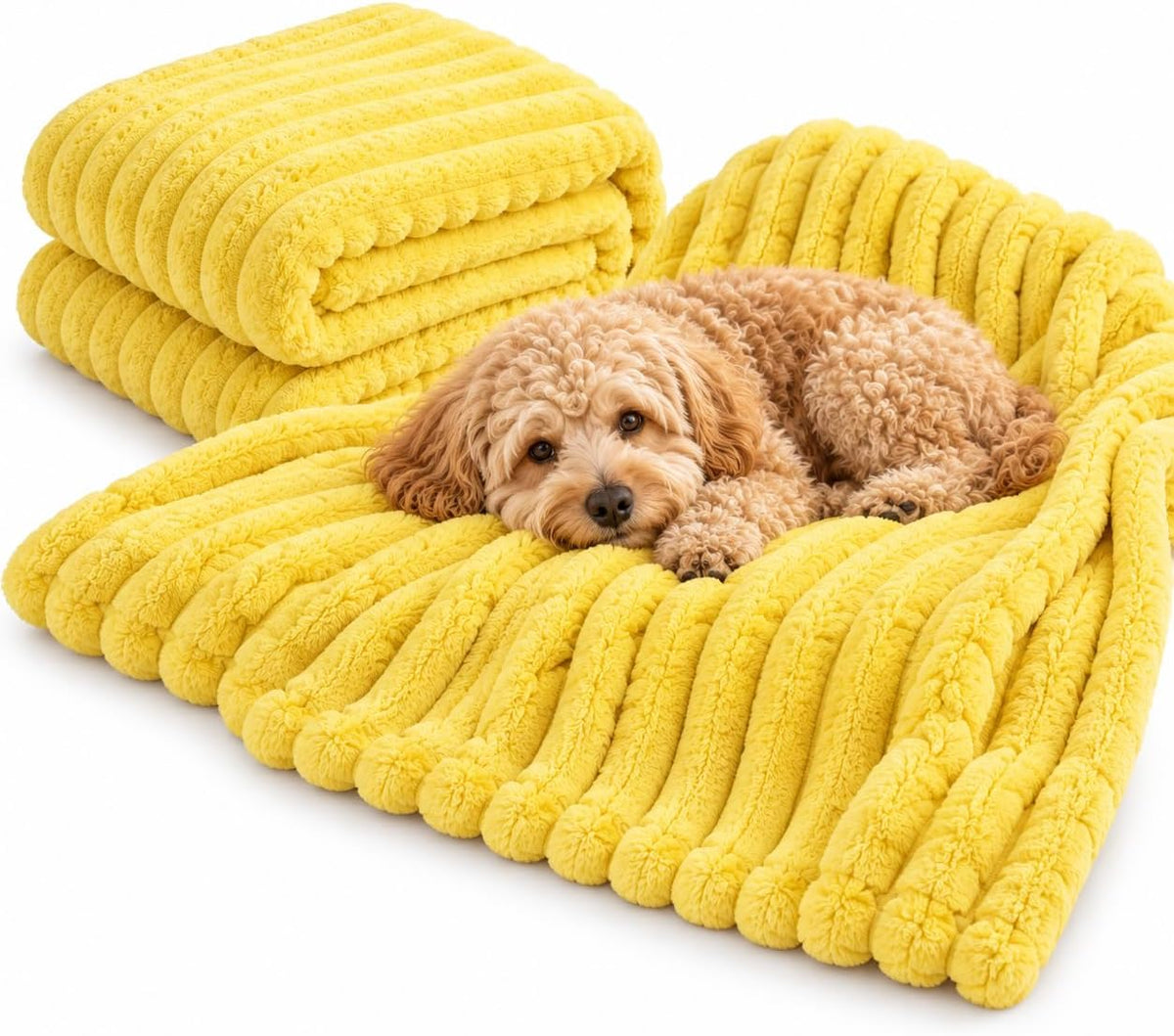 Emotional Support Dog Blanket, Yellow Soft Blanket for Crates Beds Travel (S)