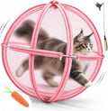 27" 360 Panoramic Rolling Cat Playpen, Mesh Ball Enclosure Giant (Pink)
