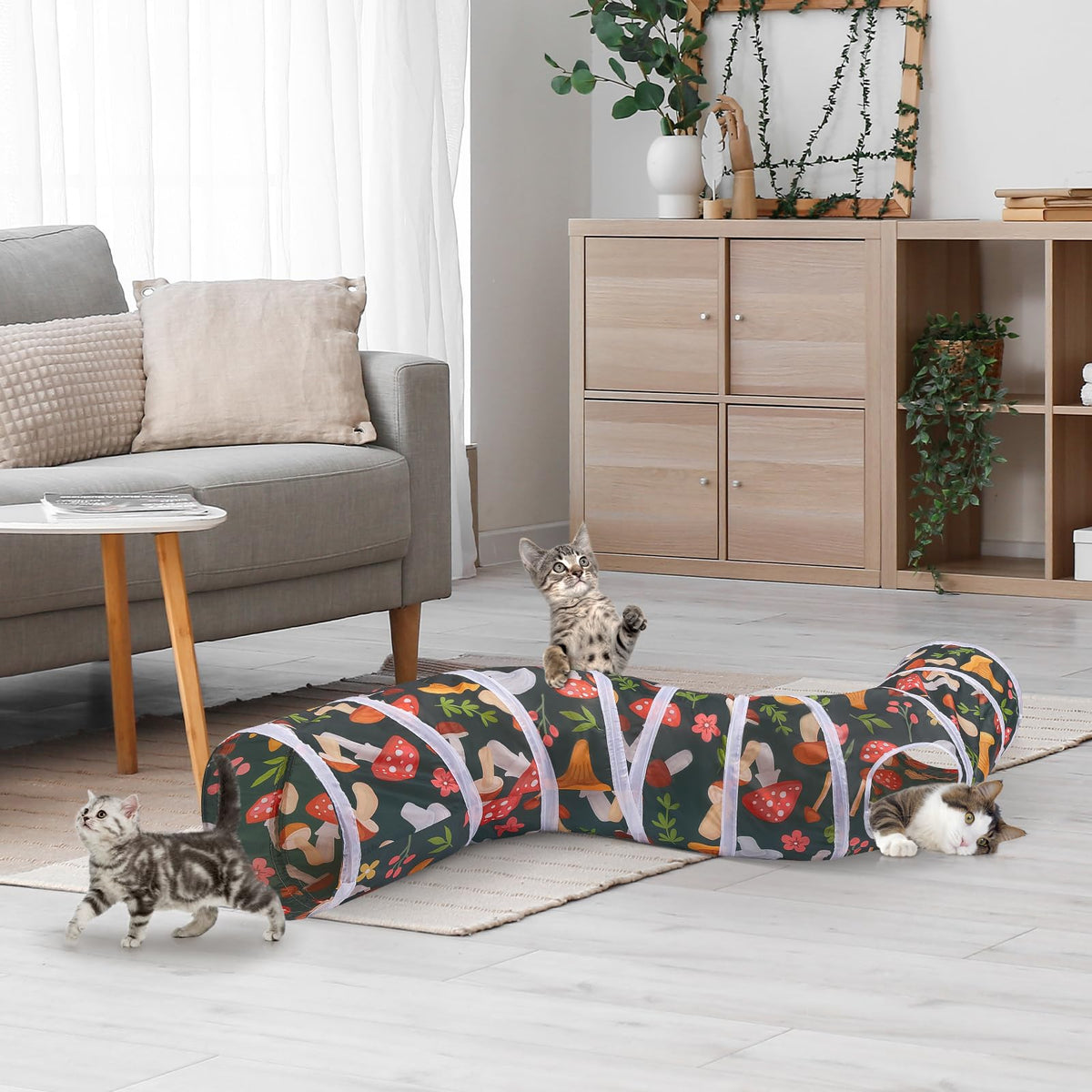 Glittme Cat Tunnel, Cat Tunnels for Indoor Cats, S-Shape Cats Cave with Cat Toys, Foldable Cat Tubes and Tunnels for Cats, Rabbit, Puppy, Guinea Pig