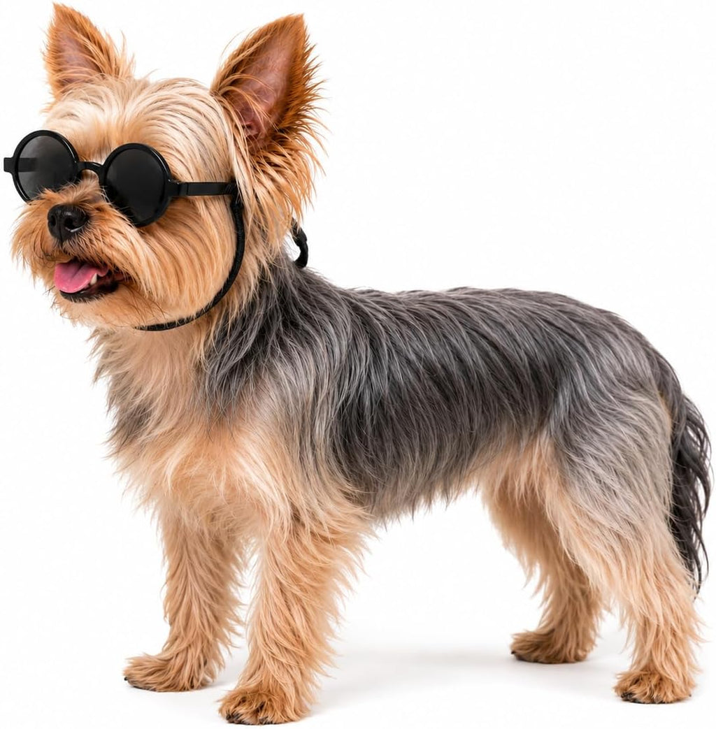 G016-2 Small Breed Dog up to 15lbs Pet Cat Round Tiny Sunglasses (Black)
