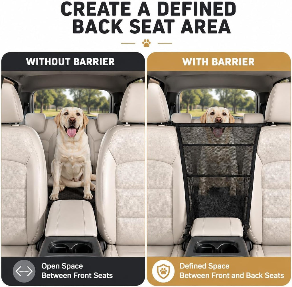 Dog Car Barrier for Audi Q7 Premium 2017–2026, Mesh Pet Barrier for Back Seat with Adjustable Straps, Lower Hooks and Me