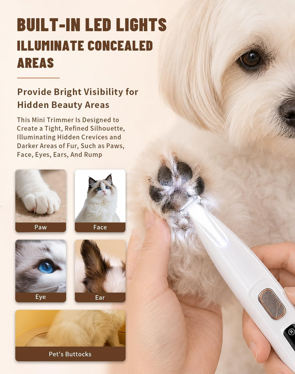 Pet Micro Precision Trimmer, 0.71-Inch Blade, Cordless Paw Clipper