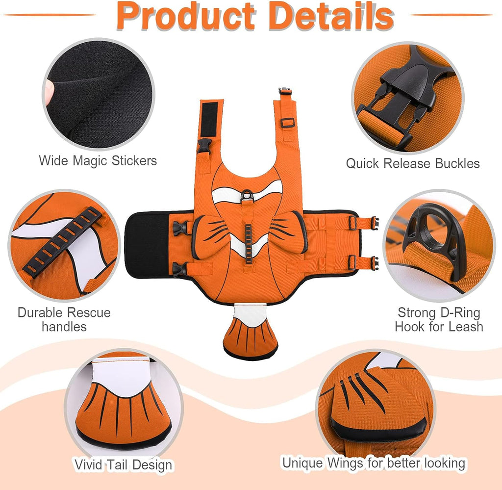 Dog Life Jacket for Swimming Boating, High Visibility Safety Vest