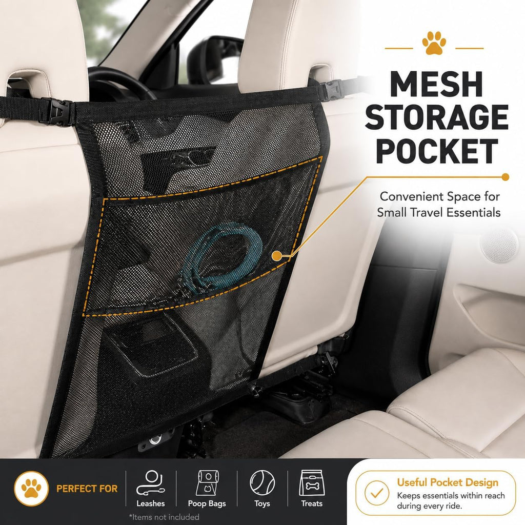 Dog Car Barrier for Audi Q7 Premium 2017–2026, Mesh Pet Barrier for Back Seat with Adjustable Straps, Lower Hooks and Me