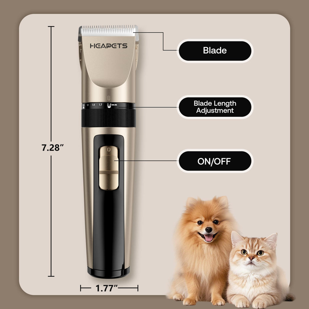 HEAPETS Dog Clippers for Grooming, Low Noise for Dogs Cats Pets, Gold