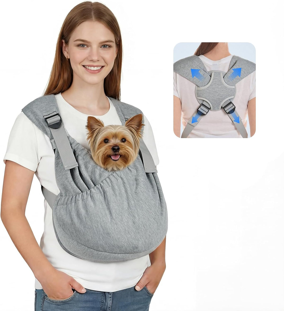 Supet Dog Sling Carrier for Pets, Adjustable Hands Free Front Chest Pouch