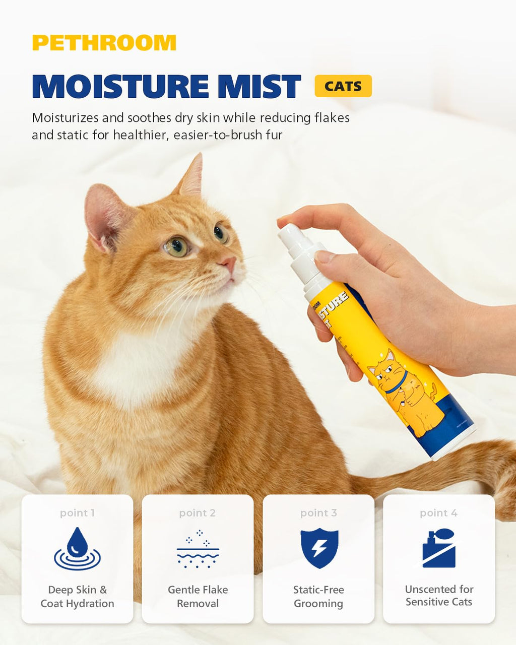 Unscented Cat Moisture Mist, Leave-In Conditioner Spray