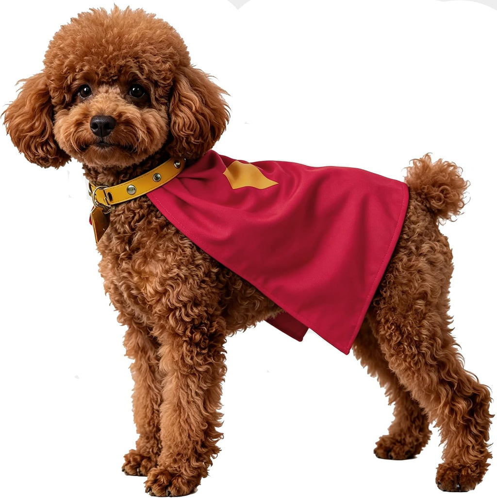 Dog Superhero Cape Costume, Red with Gold Star, S