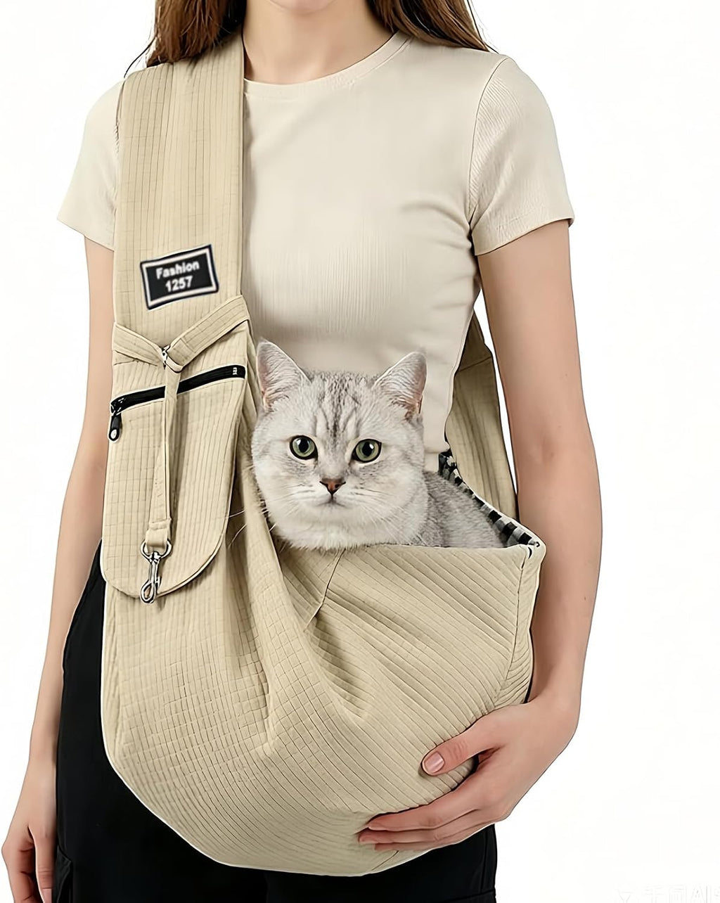 Dog Sling Water-Resistant Fabric for Small Dogs Cats 3-12 lbs,Black