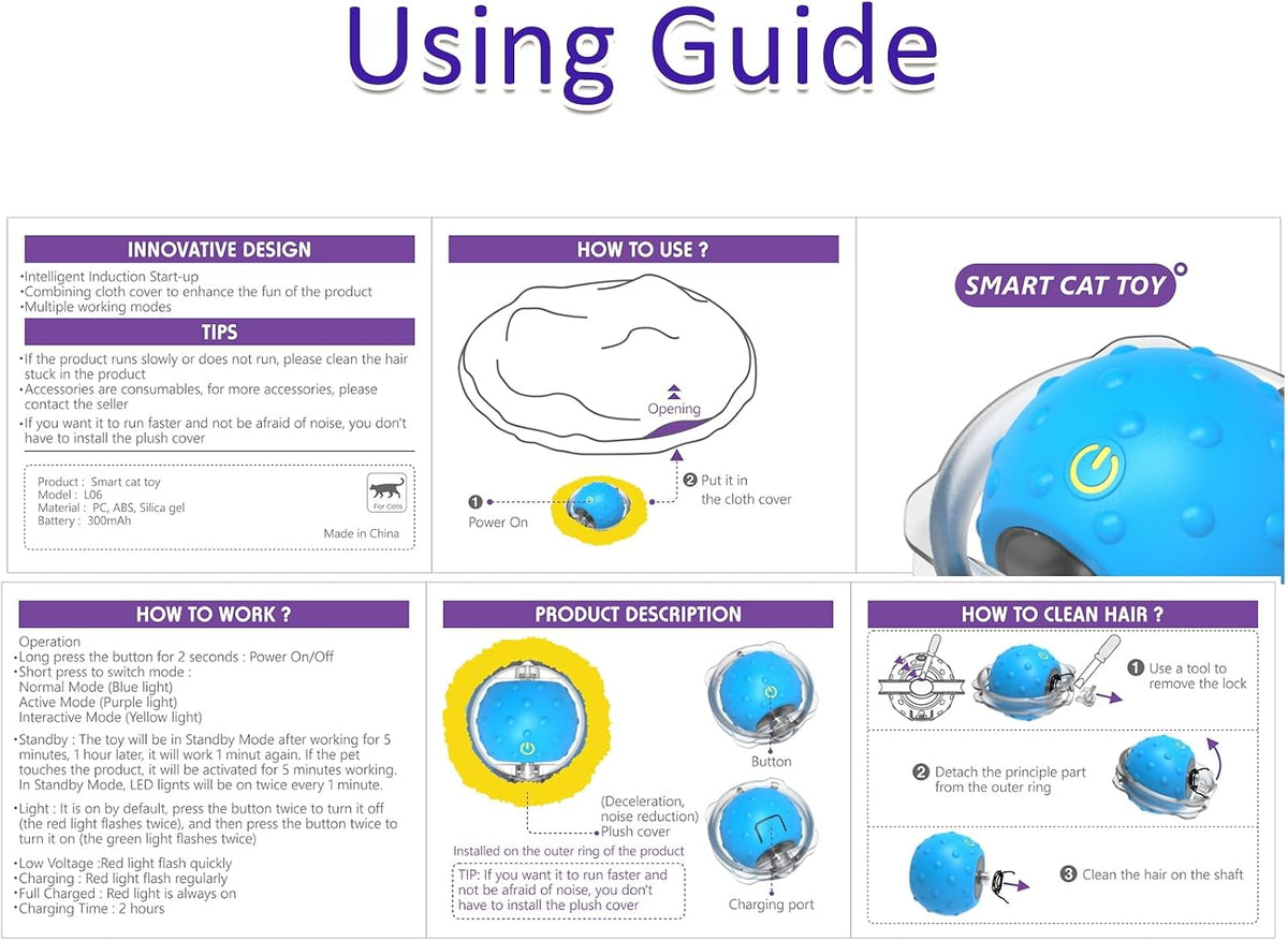 Giociv Interactive Cat Toys Ball Fast Rolling in Pouch, Motion Activate Chirping Cat Toy Hide and Seek Mouse Catching Ga