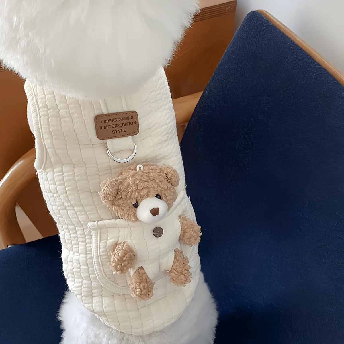 Dog Vest with 3D Plush Teddy Bear Pocket, 2-Pack，S (2.2-4.4lbs)
