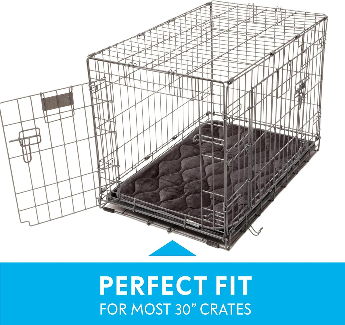 Paw Inspired Washable Padded Crate Mats for Dogs, Gray, 29x18 Inch