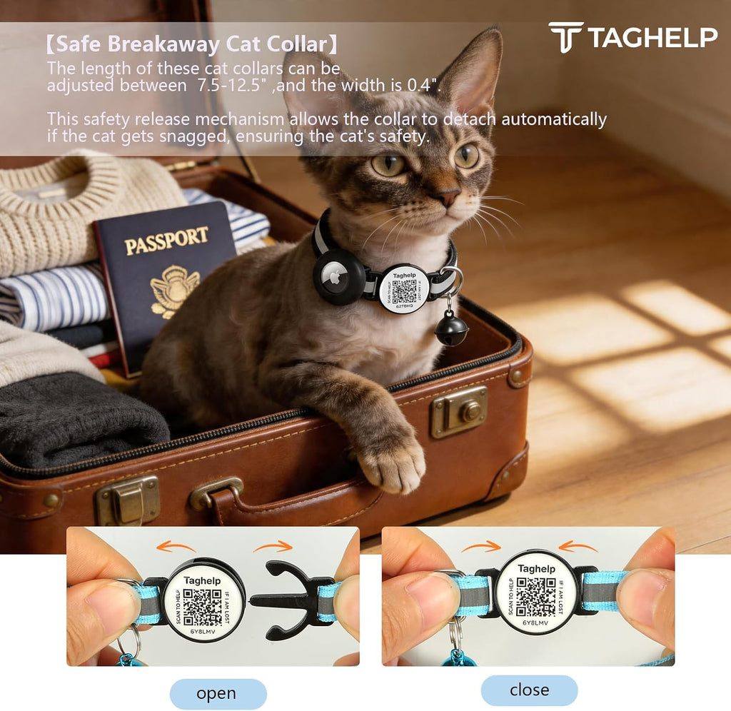 Reflective AirTag Cat Collar, Integrated Cat Collar with Air Tag Holder