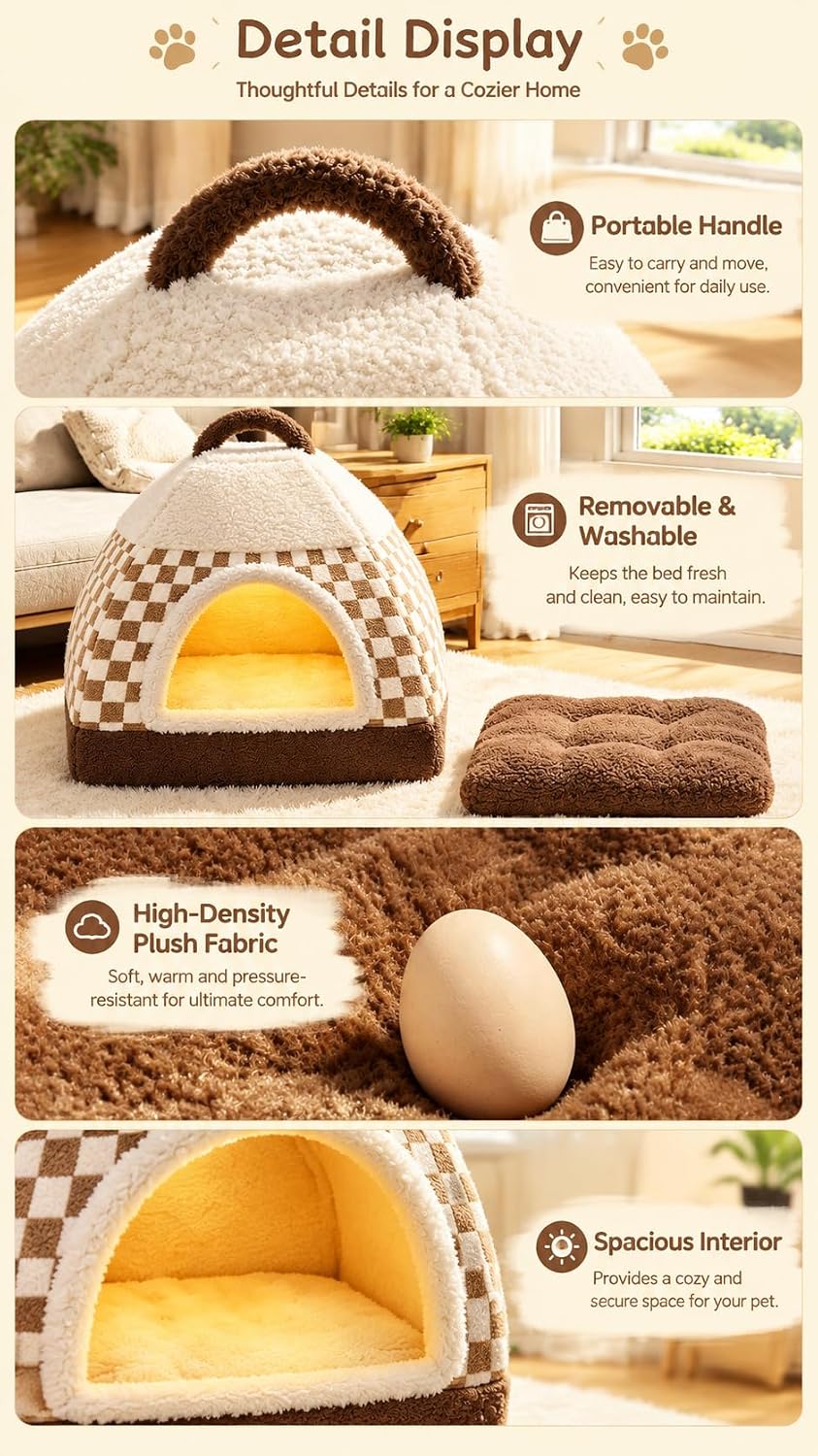Indoor Dog House, Dog Cave for Small & Medium Dogs