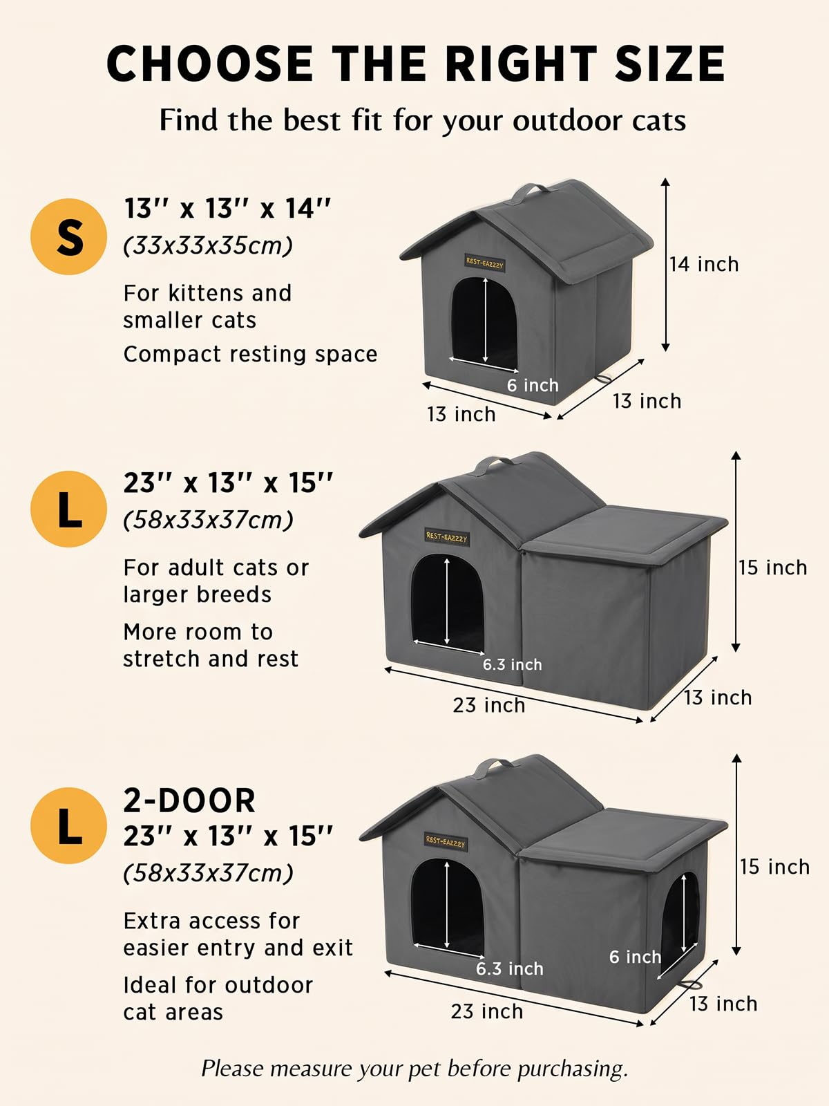 Rest-Eazzzy Outdoor Cat House for Feral Cats,Weatherproof & Insulated