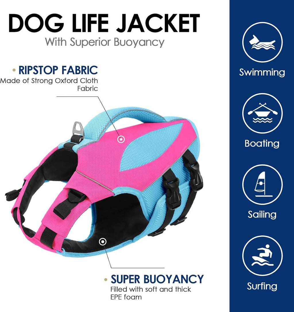 Dog Life Jacket High Buoyancy Small Dog Life Vest for Swimming, S