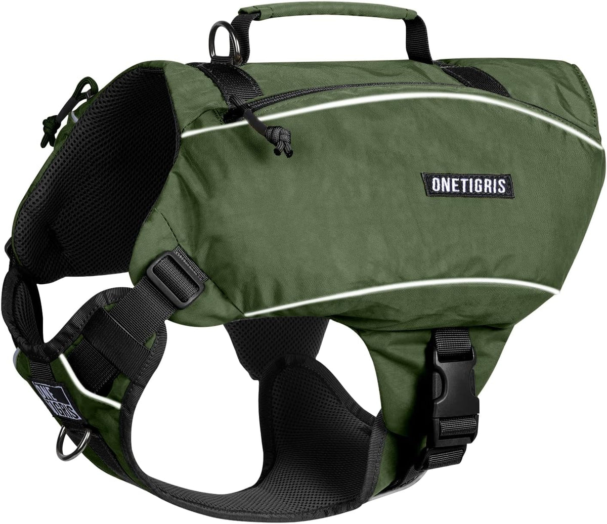 ONETIGRIS Y-Shaped Dog Backpack No Pull CAMLUS Dog Saddle Bag with D-Rings, Lightweight Dog Pack Hiking Gear for Dogs Hu