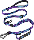 Tactical Bungee Shock Absorbing No Pull Dog Leash,Purple Camo,4-6FT