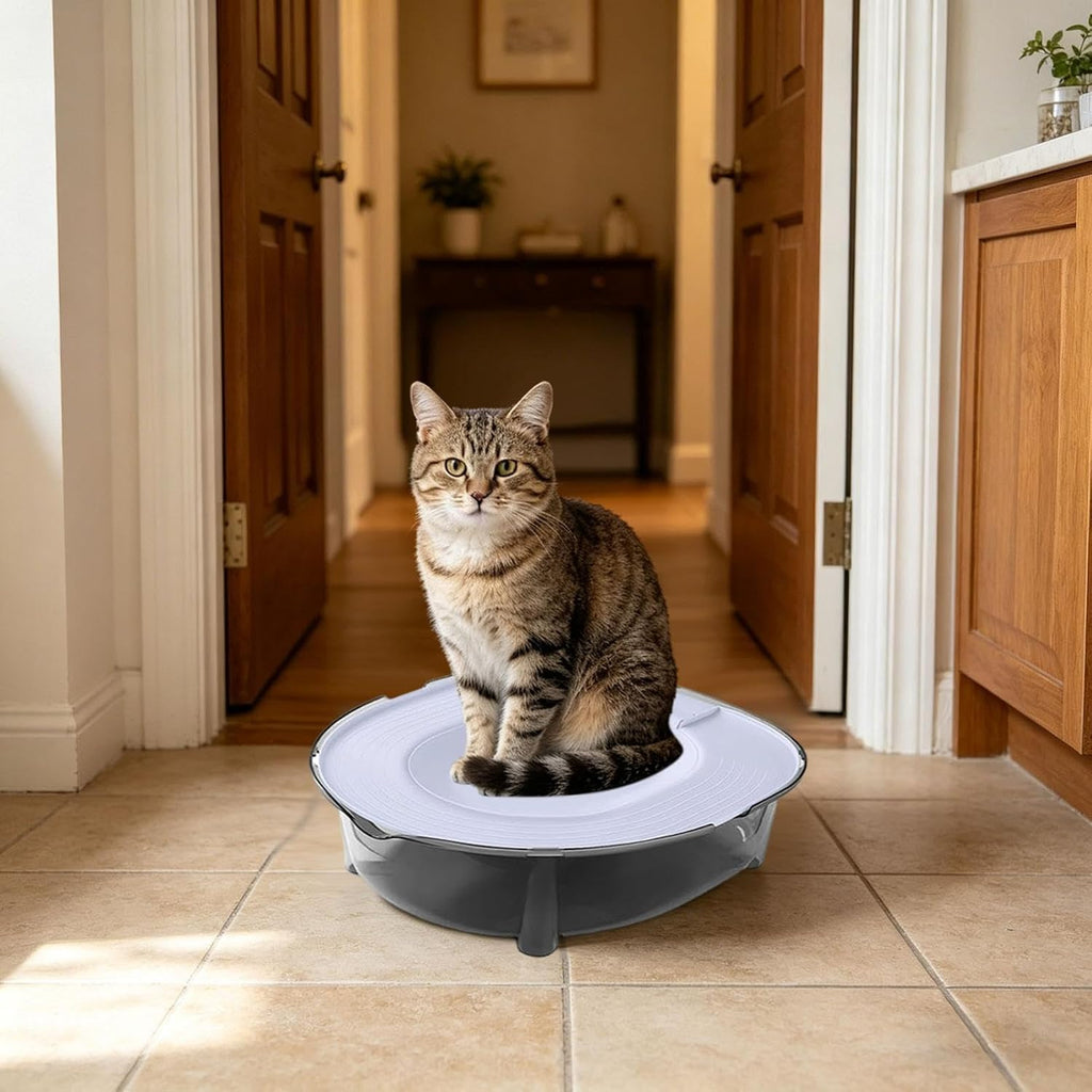 Cat Toilet Training Kit, Portable Litter Box with Flushable Design, Odor Control and Anti-Splash, Large Thickened Pp Mat