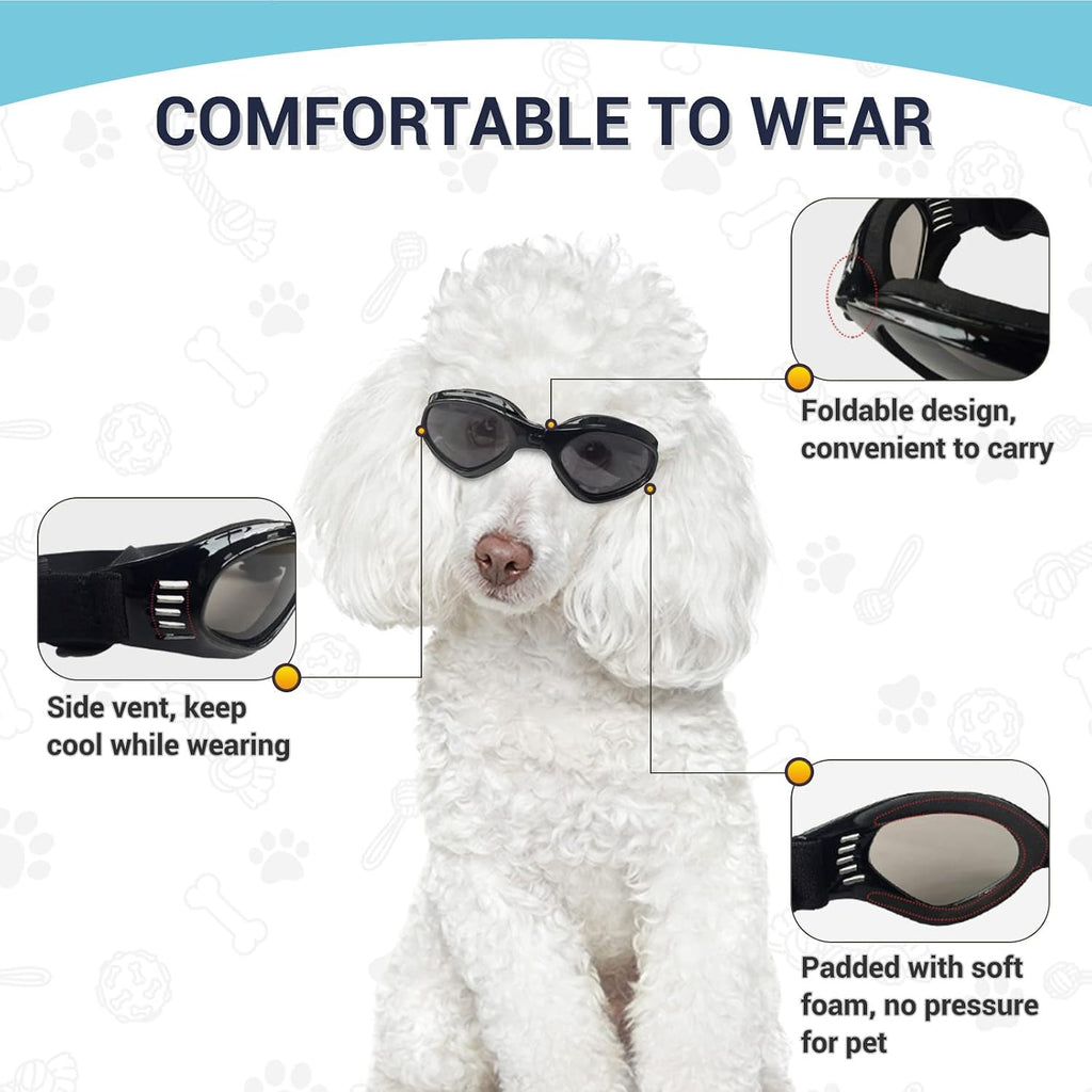 Dog Goggles Medium Breed, Dog Sunglasses for Medium Dogs Eye Protection Windproof, Black
