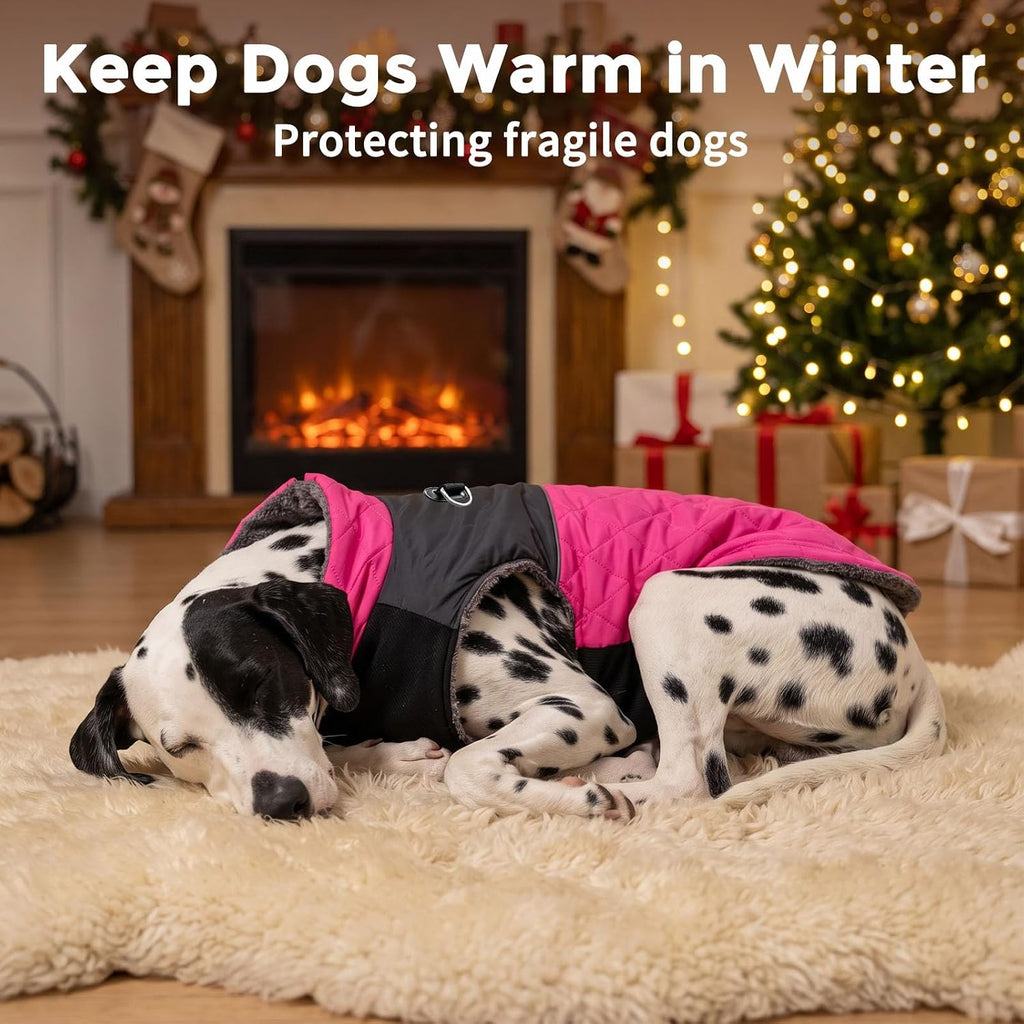 Winter Dog Coats for Small Dogs,Puppy Jacket with Harness,Pink XS