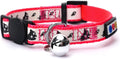 Pawtitas Glow in the Dark Cat Collar with Breakaway Safety Buckle & Bell Adjustable Kitten Collar, Pink