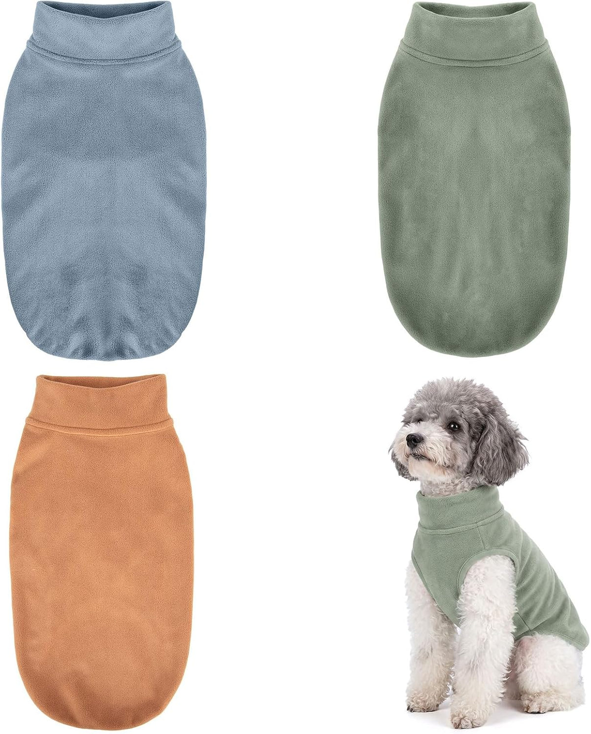GYALAPERI 3 Pack Fleece Dog Sweaters for small dogs, Stretch Pullover Vest