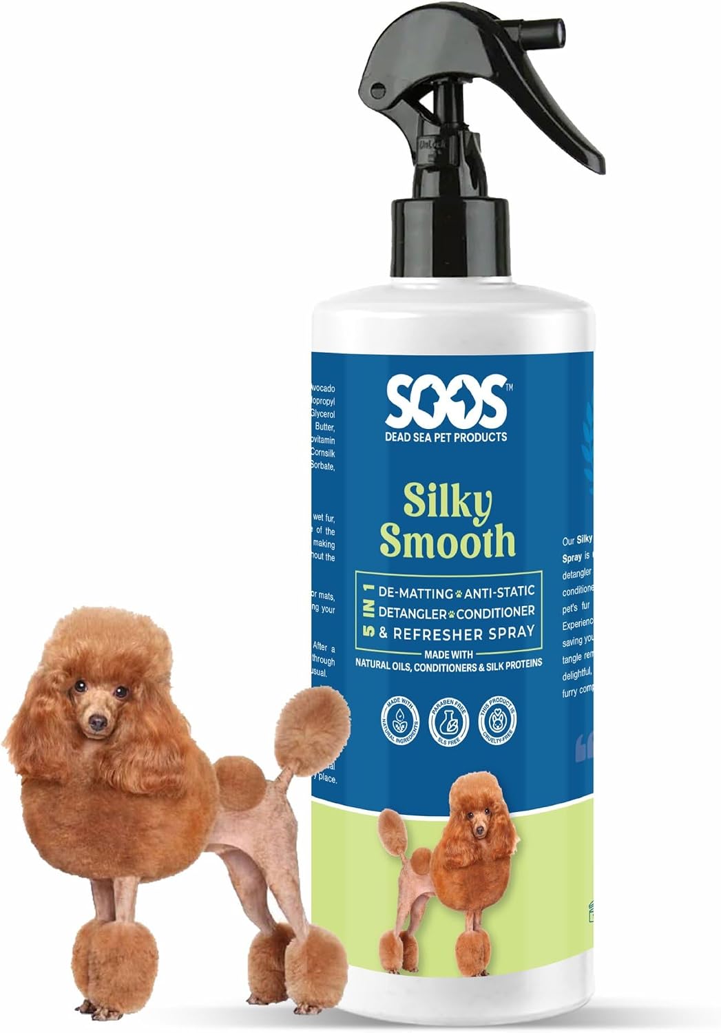 Soos Pet Silky Smooth 5-in-1 Leave-On Conditioning Spray for Dog & Cat | Moisturizing, Anti-Itch, Softens Coat, Natural 