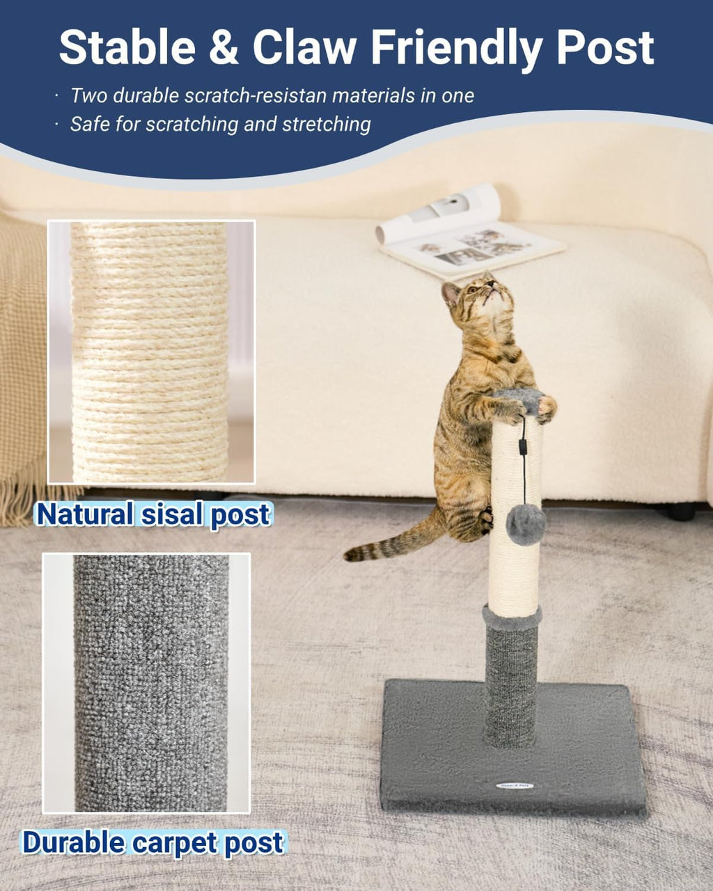 Cat Scratching Post, Cat Scratchers For Indoor Cats With Toys