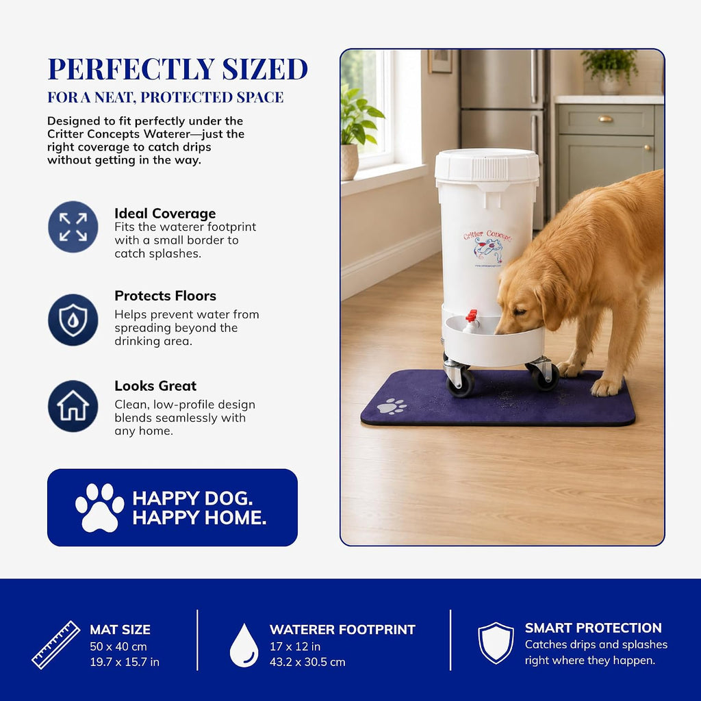 Absorbent Dog Water Bowl Mat, Quick Dry, Non-Slip, for Messy Drinkers