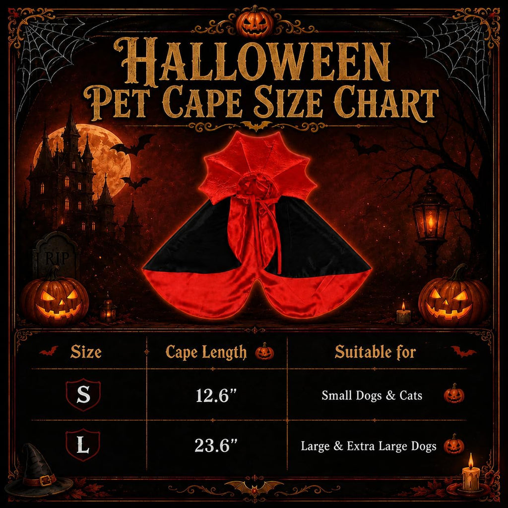 Dog Halloween Costumes for Small Medium Large Dogs Cats, Adjustable Cat Dog Vampire Costume Cloak Stand-Collar,Small Dog